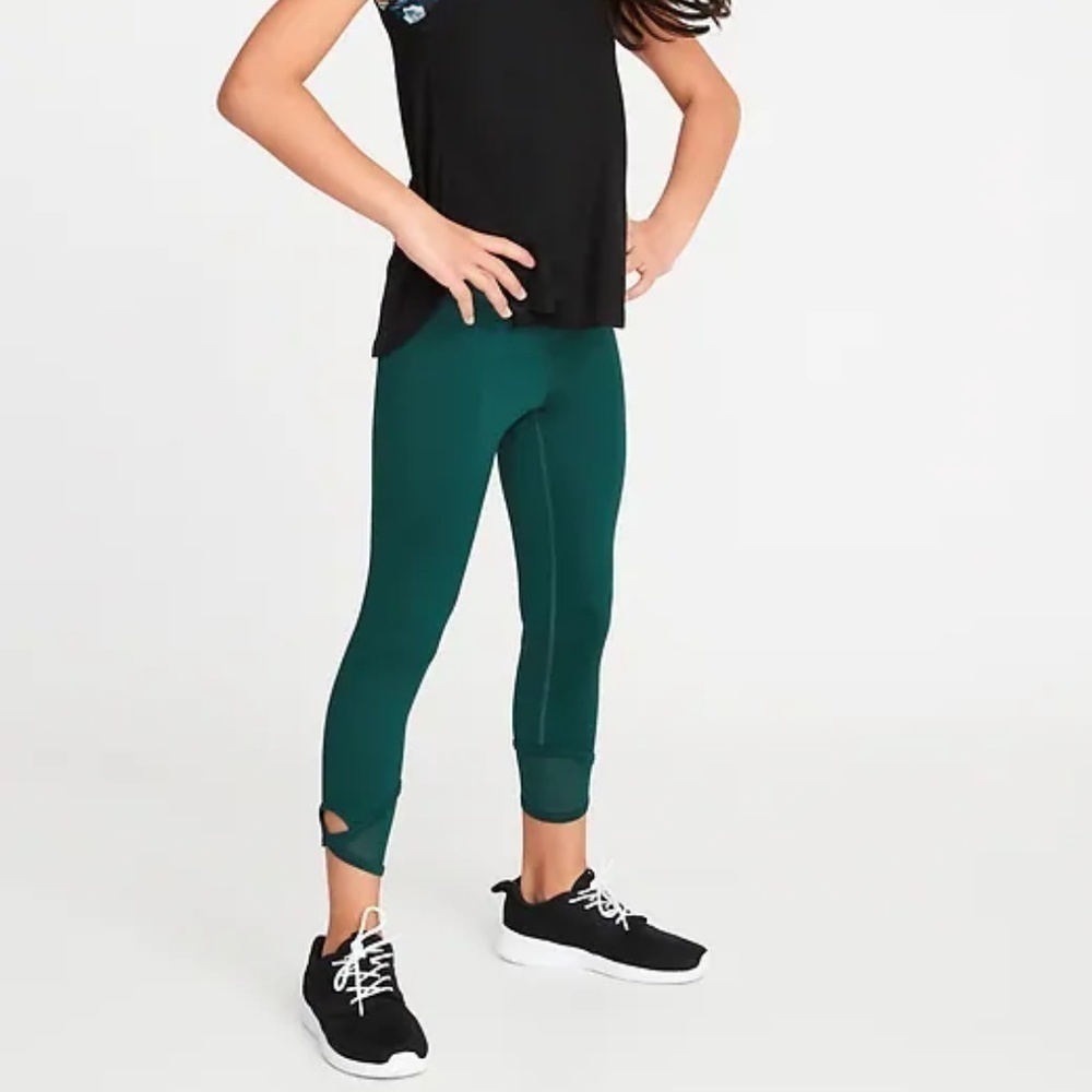 Go-Dry Lattice-Hem 7/8-Length Leggings for‎ Girls